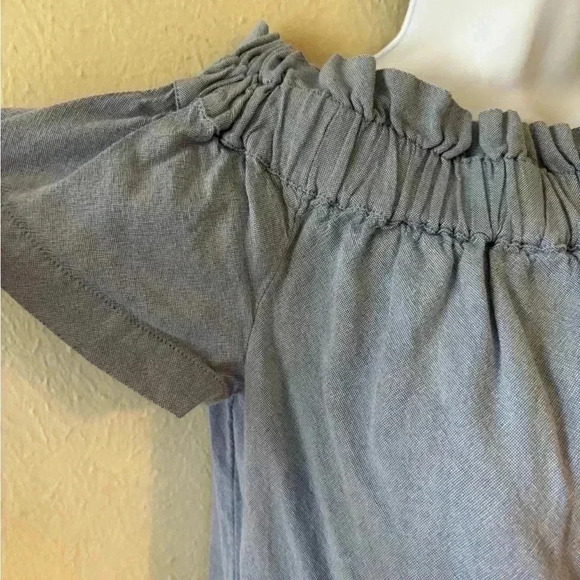 Off The Shoulder Embroidered Oxford‎ Dress - Picture 5 of 8